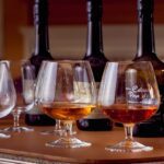 Calvados Pays d'Auge apple brandy tasting glasses bottles - Paris and Beyond Tours Normandy food tour from Bayeux Caen