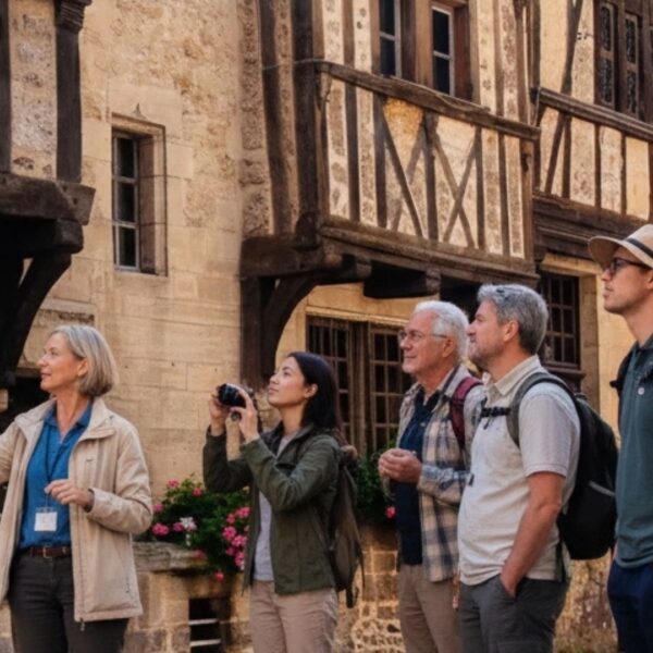 Normandy medieval village walking tour guide group half-timbered architecture - Paris and Beyond Tours Normandy villages day tour France