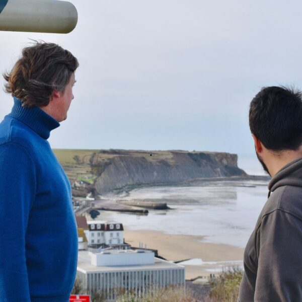D-Day Arromanches Gold Beach expert guide panoramic viewpoint - Paris and Beyond Tours Normandy WWII Mulberry Harbour battlefield history tour France